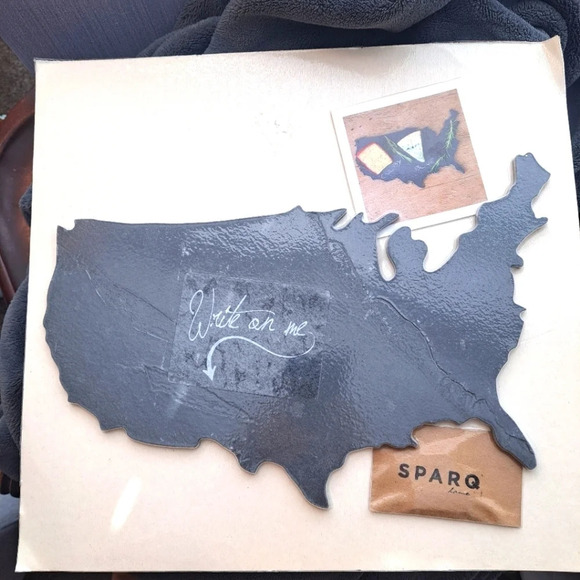 NEW Charcuterie Chalk Cheese Board U.S.A Patriotic Map - Picture 1 of 4